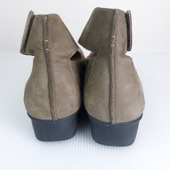 Dansko Lulu Nubuck Leather Ankle Mary Jane Wedge Shoes Taupe 40EU/10US - Picture 7 of 12